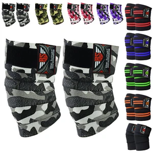 Weight lifting Knee Wraps Bandage Strap Guard Powerlifting Gym Pad Sleeves  - Picture 1 of 21