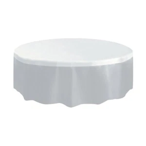 Mantel de mesa redonda de plástico blanco 84 pulgadas - Imagen 1 de 1