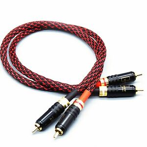 Audiophile OFC Copper RCA To RCA HiFi Audio Interconnect Cable Cord WBT0144 Plug