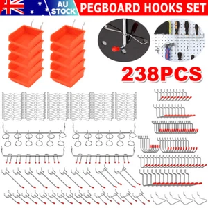 238Pc Pegboard Hooks Set Peg board Bins Parts Storage Assortment Tools Organiser - Picture 1 of 12