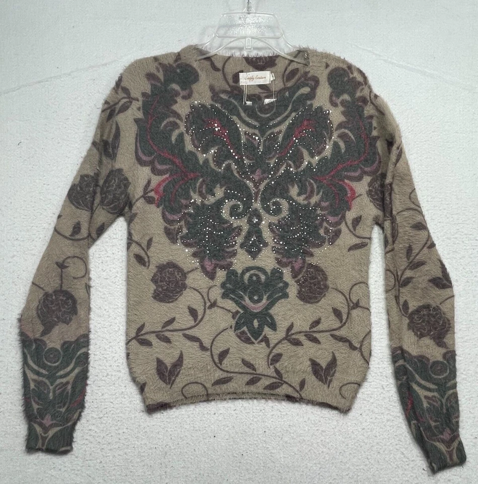 Suéter Simply Couture Mujer Pequeño Top Pullover Lana Acrílico Estampado Brillante Foto 1 de 4