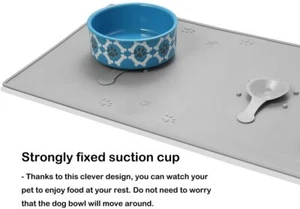 Pet Food Mat Silicone Non-slip Suckers Bowl Placemat Feeding Non-Toxic FDA Gray - Picture 1 of 4