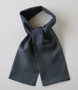 Silk cravat. Navy blue Geometric 5" x 39" Marinella fabric.Hand made - Picture 1 of 3