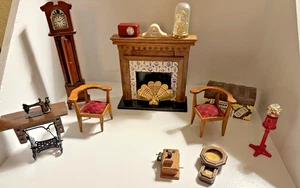 Large Lot of Dollhouse Furniture & Accessories Gumball Machine Fireplace Clocks - Picture 1 of 10