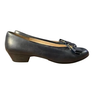 Vintage Salvatore Ferragamo Vara Schleife Absatz marineblau Damengröße 10 2A schmal - Bild 1 von 11