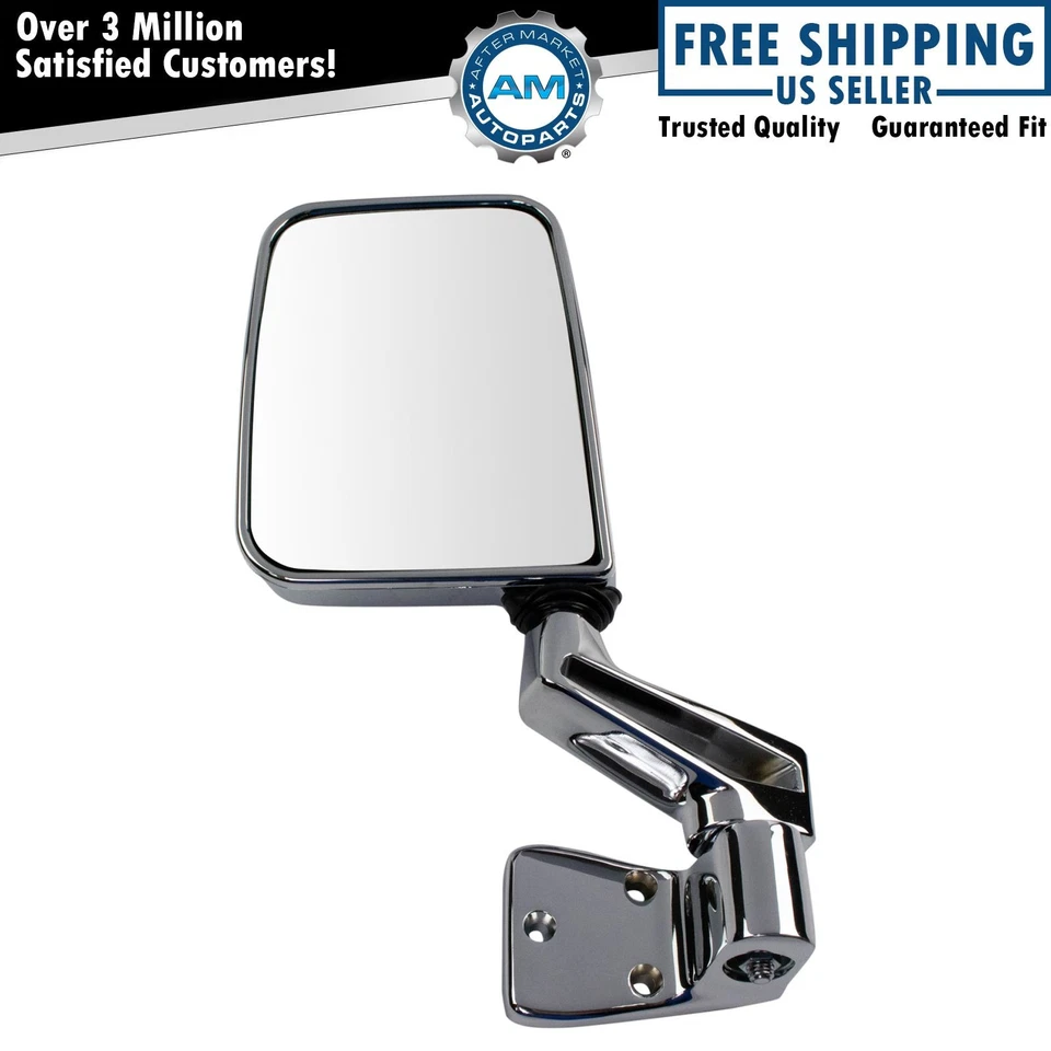 Espejo manual cromado montado en la puerta L lado del conductor izquierdo para Jeep Wrangler 87-02 Foto 1 de 4