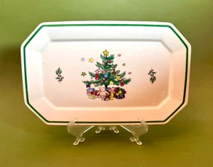 Nikko Weihnachten kleines rechteckiges Serviertablett 9" x 5-3/4" Baum & Stechpalme - Bild 1 von 5