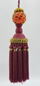 Weinrot Gold Vorhang Quaste Raffhalter Glaskugel - Bild 1 von 7