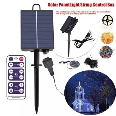 Solar Panel Battery Box Remote Control for Christmas Garden 24V LED Light String - image 1 of 4