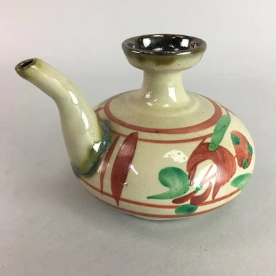 Botella de calentamiento de sake de cerámica japonesa de colección cerámica verde rojo Yakimono PT741 Foto 1 de 4