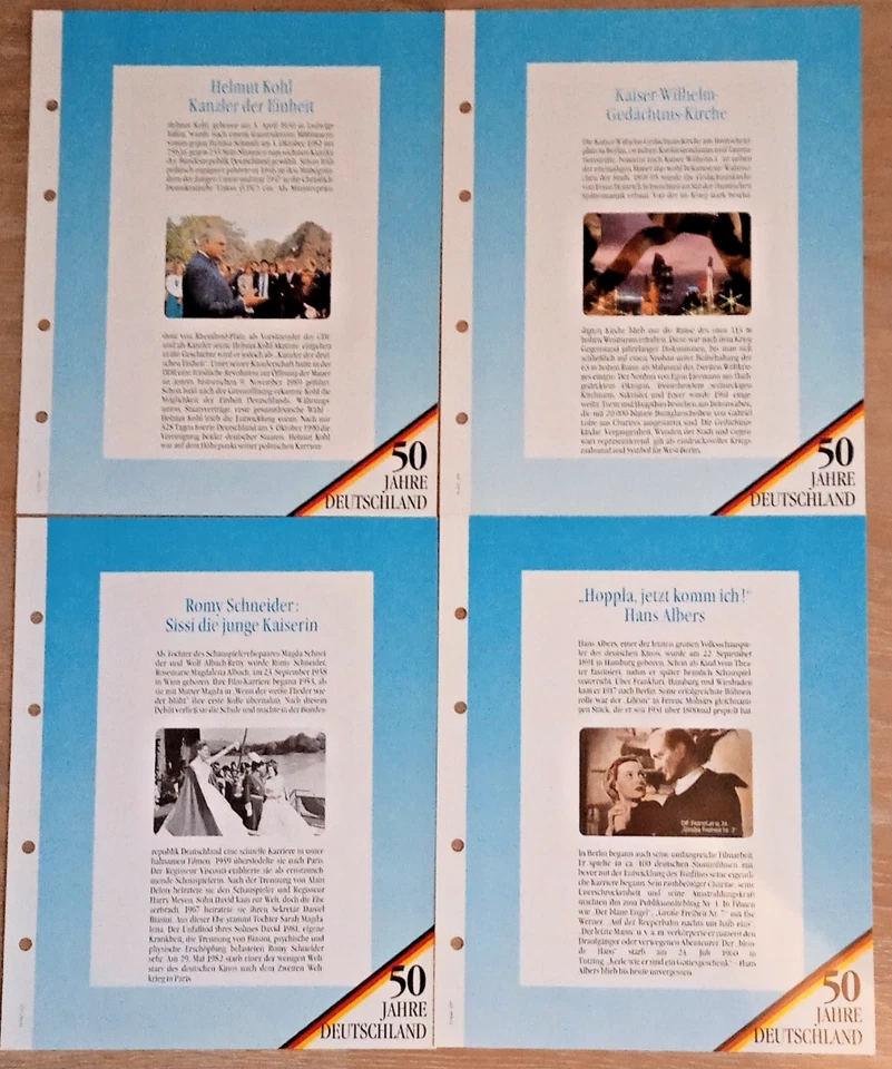 TELEFONKARTEN-Serie 50 Jahre Deutschland 4 Albumblätter+Folie OHNE TK's /Nr.G/7 - Bild 1 von 1