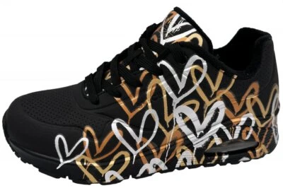 Skechers Sneaker Uno Loving Love 155523 BKGD Schwarz Herzen