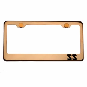 Rose Gold License Plate Frame SS Laser Engraved Aluminum Screw Cap - Picture 1 of 8