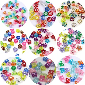 Craft DIY Sparkling Silver Dots FLower Acrylic Various Shape Spacer Beads - Picture 1 of 19