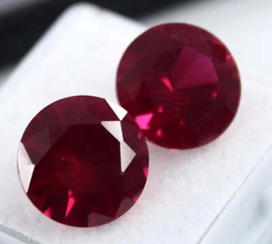 14 Ct Natural Flawless Mozambique Blood Red Ruby Diamond Cut Loose Gemstone Pair - Picture 1 of 9