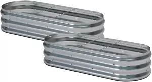 2Pcs Galvanized Raised Garden Bed,Raised Garden Bed Kit-Oval Metal Flower Box,La - Picture 1 of 9
