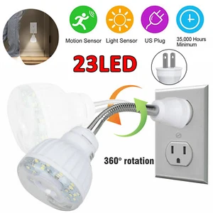 LED Motion-Activated Sensor Night Light Indoor AC Outlet Plug-In Wall Stair Lamp - Picture 1 of 11