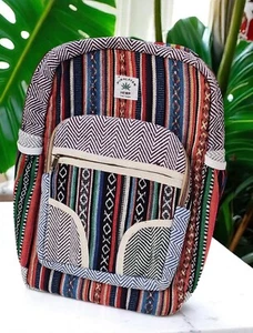 Ethnic Boho Handmade Hemp Backpack – Tribal Eco-Friendly Rucksack | Festival Bag - Picture 1 of 6