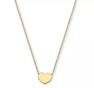 9ct Yellow Gold Heart Necklace - 16 inch - Solid 9ct Gold - Picture 1 of 6