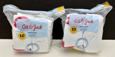 2/10pk Cat & Jack Blanco con Tacones de Colores Calcetines Pequeños Zapato 5 1/2 -8 1/2 Foto 1 de 4