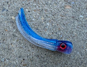 TACKLEWORKS Mini Chugger Scoop Head 5.5" Fishing Lure Ballyhoo - Clear/Blue - Picture 1 of 1