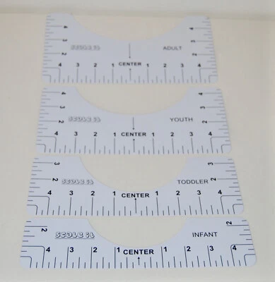 New Scale It 4pc T-Shirt Ruler Alignment Sewing Tool Set for Infant thru Adult - Image 1 of 4