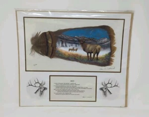 Wapiti Elk Turkey Feather Art Print by Allen E. Crothamel, Signed Limited 48/500 - Picture 1 of 6