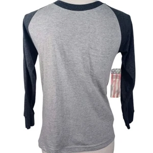 American Warehouse NEW Raglan Tee Boys Medium 8-10 Black & Gray -Long Sleeve - Picture 1 of 13