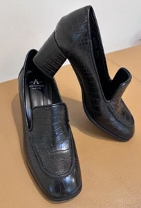 Aquatalia 7,5 Michelle mocassino décolleté in pelle di coccodrillo resistenti all'acqua nero ret $395 - Foto 1 di 12