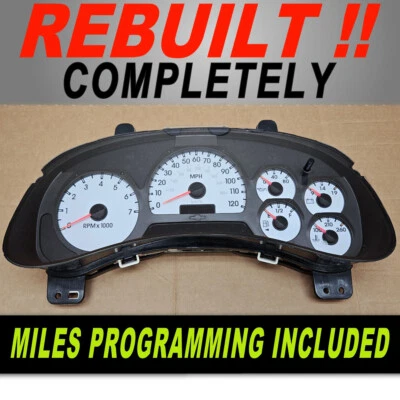 2002-2006 CHEVY TRAILBLAZER INSTRUMENT GAUGE CLUSTER SPEEDOMETER REBUILT w/D.I.C - Image 1 of 2