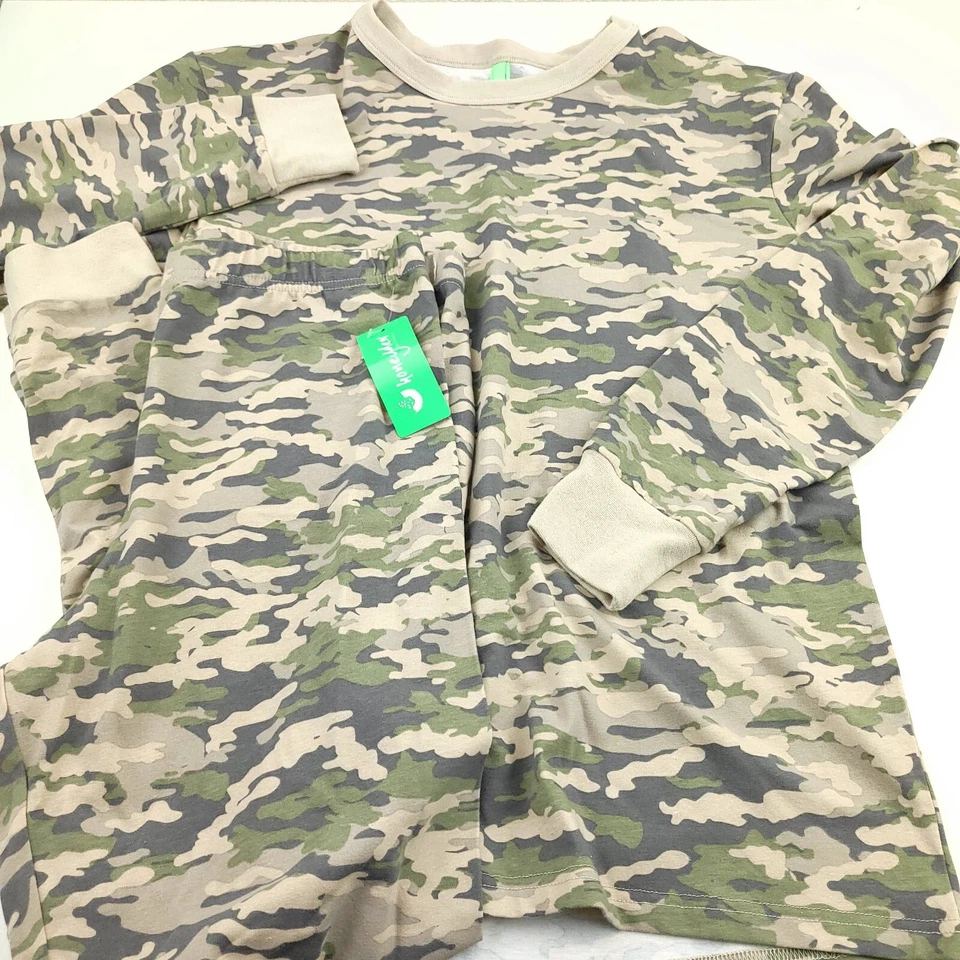Honeydew Green Camo Jersey Lounge Wear Pajama Set Top & Bottoms Mens Size XL