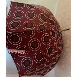 CHANEL Long Umbrella COCO pattern One Touch Jumping Bordeaux - Picture 1 of 9