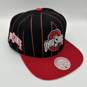 Cappello berretto snapback Ohio State Buckeyes Mitchell and Ness NCAA nero rosso OSU a righe - Foto 1 di 13