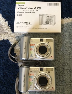 Canon PowerShot A75 3.2 MP Digital Camera Lot of 2 *Parts/ Repair, Black Screen* - Image 1 of 4