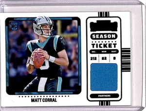 2022 Rookie Ticket Swatches Matt Corral RC Jersey 1 color Carolina Panthers - Picture 1 of 2