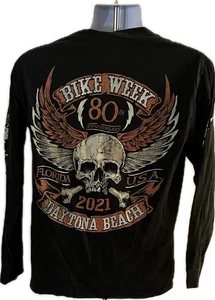 Bike Week Shirt Black Long Sleeve Tee 2021 Daytona Beach Men’s Medium - Picture 1 of 2