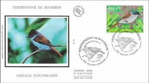 Mascarene Paradise Flycatcher Terpsiphone Bourbonnensis France Silk FDC 2003 - Picture 1 of 1