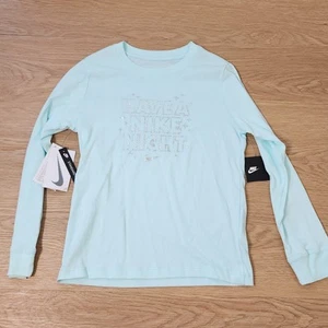 Nike Shirt Girls M Dri-Fit Playful Sparkle Graphiv Long Sleeve Shirt Top NEW - Picture 1 of 6