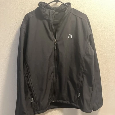 McDONALDS Black Warm SOFT SHELL JACKET Employee Work Crew Gym Hike Coat Men's XL - Image 1 of 4