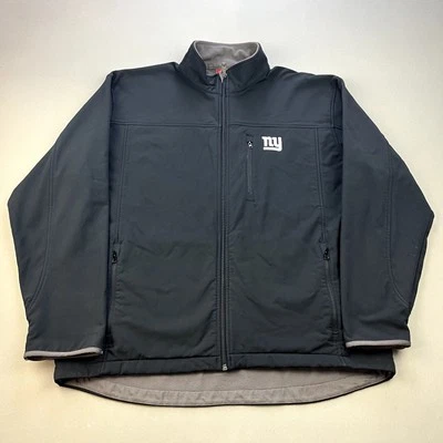 纽约巨人队夹克成人 XXL 黑色软壳羊毛衬里 NFL 足球标志 — 第 1/4 张图片