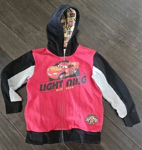 Boys Disney Store Zip Hoodie Lightning Mcqueen Cars Size 7/8 - Picture 1 of 4