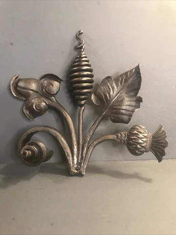 Antique wrought iron flower/Lotus/Leaf/Masterpiece hand forged/Edgar Brandt/1930 Cover