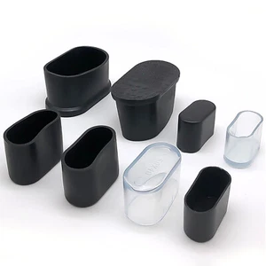 4 Abdeckkappen Stuhlbeinkappen Stuhlgleiter Fußkappen ovale Rohre PVC Kunststoff - Picture 1 of 9
