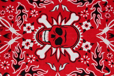 BADDANNA CALAVERAS ROJAS LLAMAS OSCURAS BANDANA ALEXANDER HENRY TELAS ALGODÓN COSER EDREDÓN Foto 1 de 4