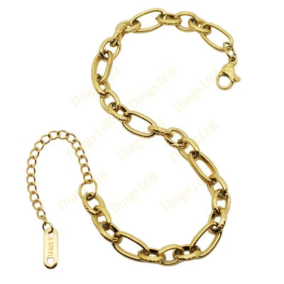 Brazalete de cadena de eslabones irregulares de alto pulido relleno de oro amarillo de 18 quilates genuino H275 Foto 1 de 2