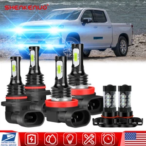 For Chevy Silverado 1500 2500 2007-2015 - 8000K LED Headlights +Fog Bulbs Kit - Picture 1 of 12