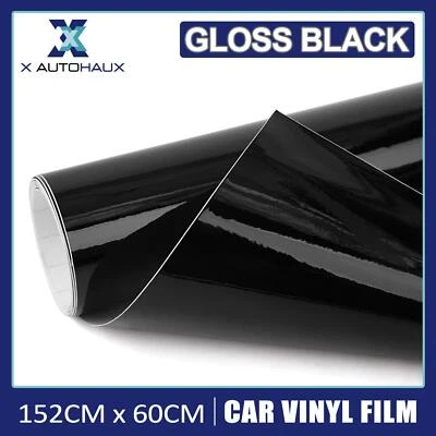 Gloss Black Car Vinyl Wrap Sheet Film Sticker Bubble Free Self Adhesive 152x60cm - Image 1 of 4