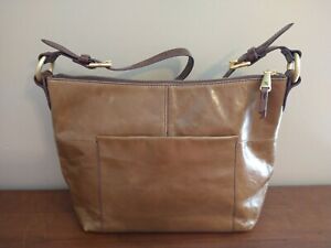 Women’s HOBO Leather Shoulder Bag Purse “Charlie” Taupe Ex. Condition
