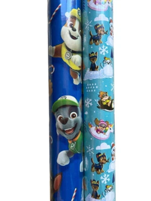 2 Rolls Paw Patrol Marshall Chase Rocky Rubble Skye Christmas Wrapping Paper - Image 1 of 2