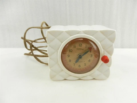 Vtg Telechron Minitmaster Jr Electric Clock Timer 8H63 White Orange Face USA S26 Cover